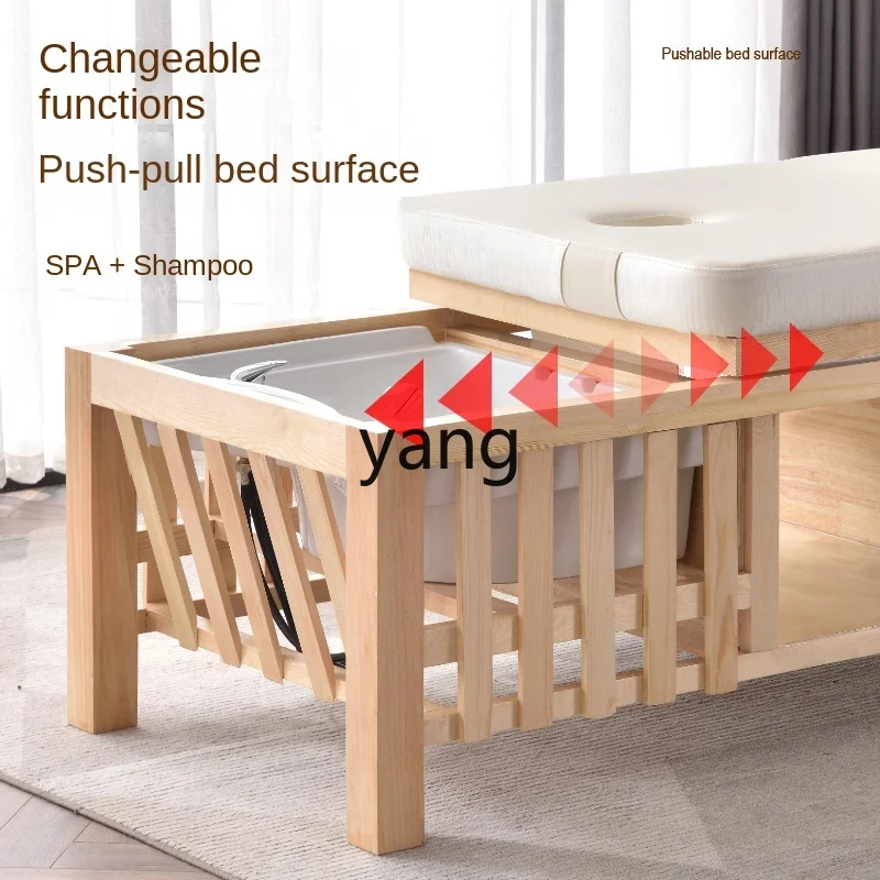 LTT Water Circulation Wash Hair Saloon Dedicated Solid Wood Beauty Ear Cleaning Push-Pull Flushing Bed