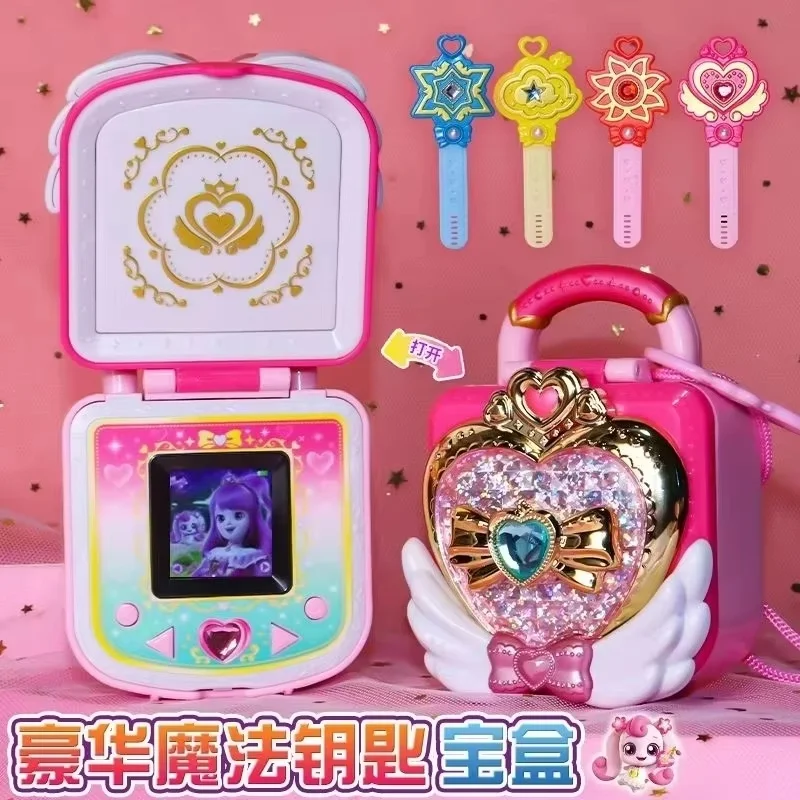 Figuras de Anime Kawaii para adolescentes, caja del Tesoro con llave mágica de lujo, modelo de dibujos animados, juguete bonito, regalo de Navidad para niños