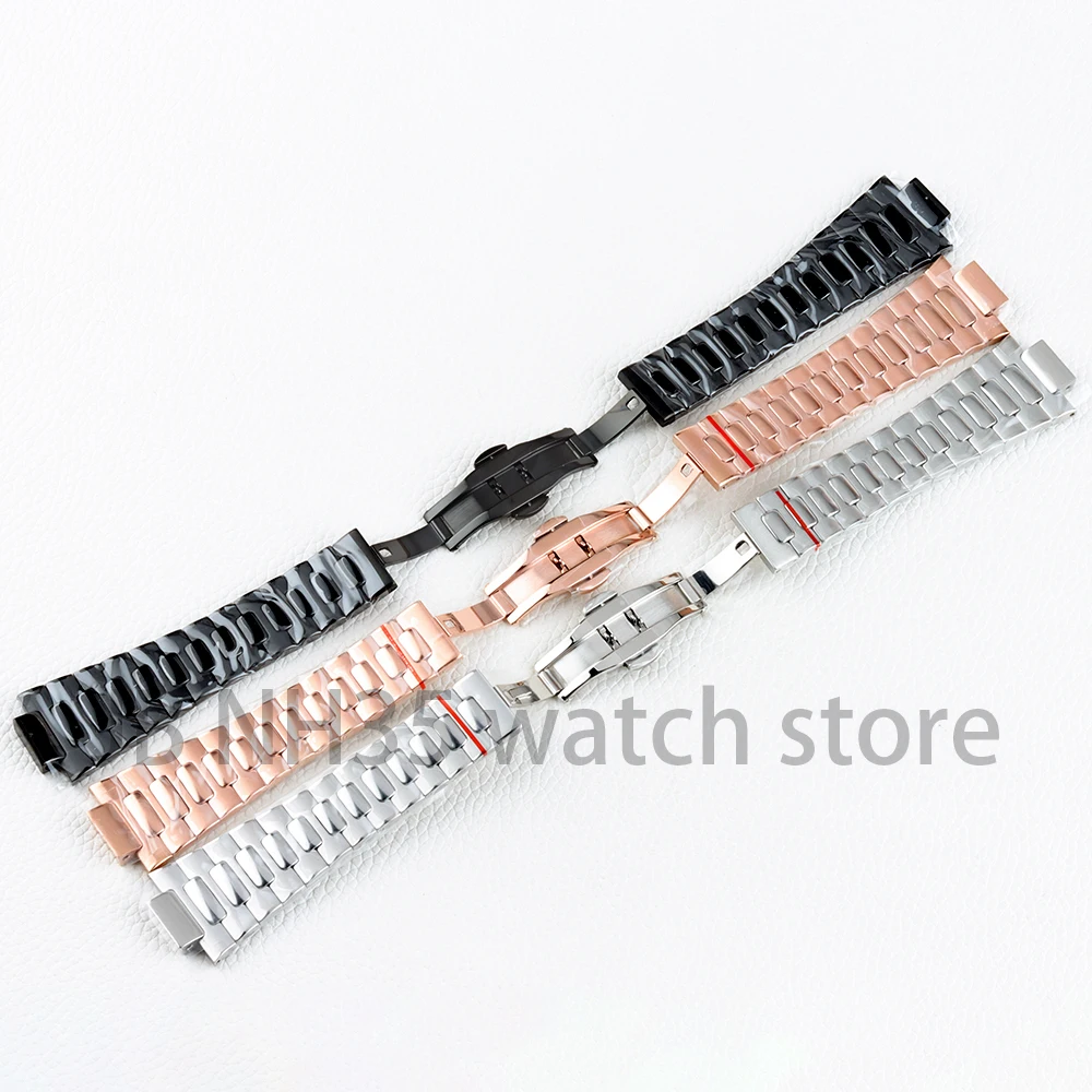

Silver/Black/Rose Gold 25mm Watch Strap Bracelet for Nautilus NH35 NH36 NH38 Movement Solid 316L Stainless Steel Watchband