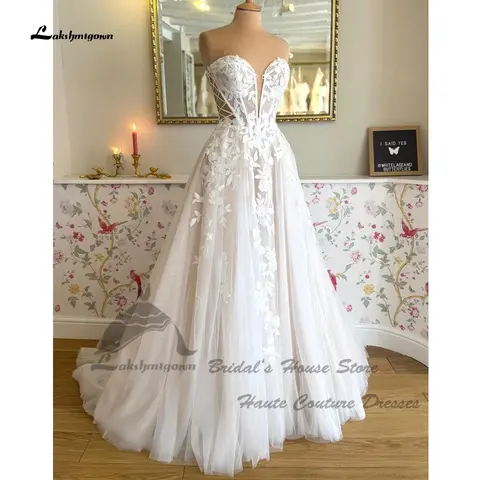 Lakshmigown Civil Boho Beach Wedding Dresses Long Sleeves Modern Blush Pink Tulle Bridal Gowns Off Shoulder 2026 New In