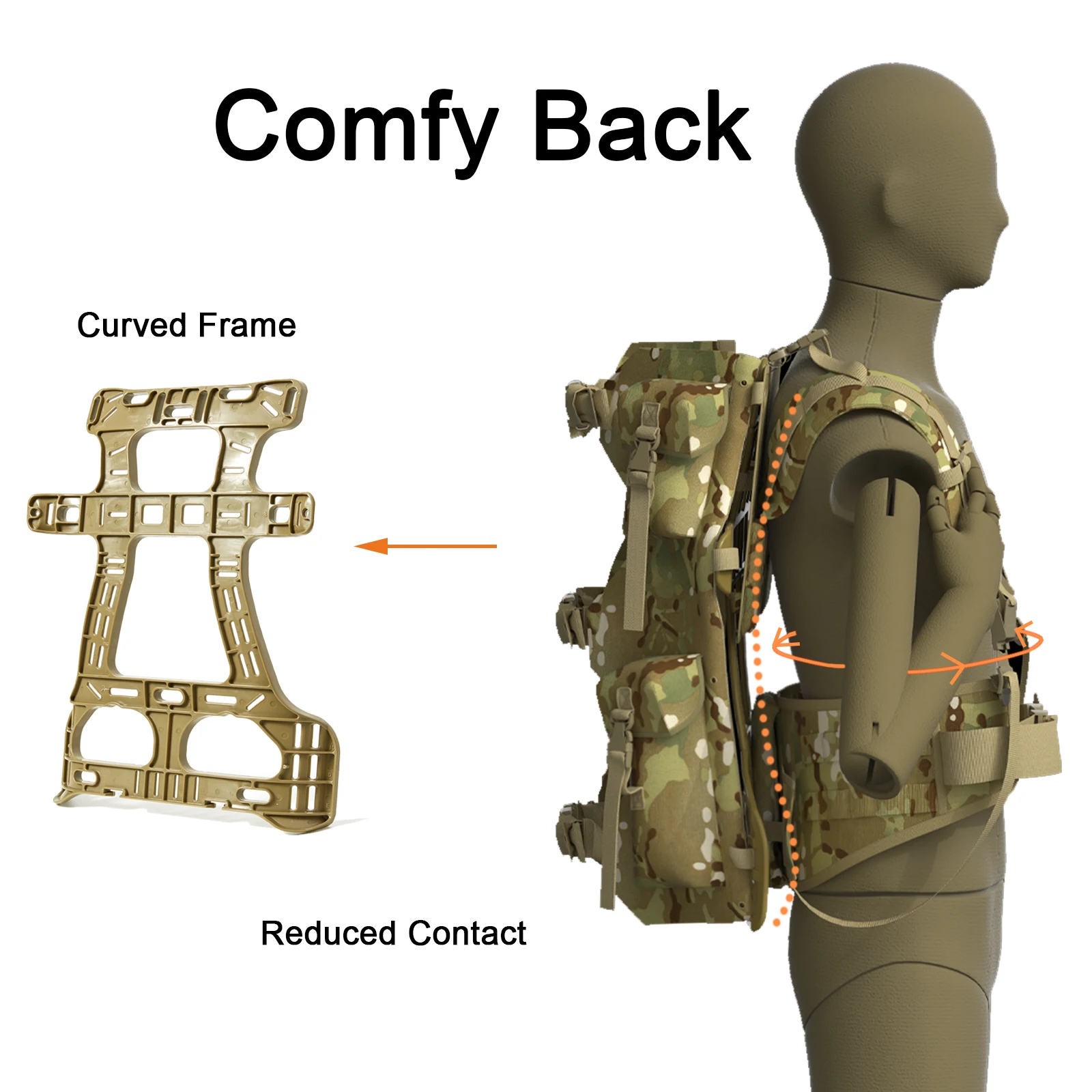 MT Military Army Rucksack Suspension System Set with Waist Hip Belt&Frame FILBE Camping Equipment Pack Framework Tan Multicam