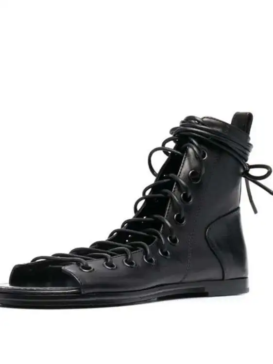 

Модные летние женские босоножки с открытым носком и поворотом в римском стиле Fi-Mouth oes ort Tube на плоском каблуке, дышащая удобная кожа