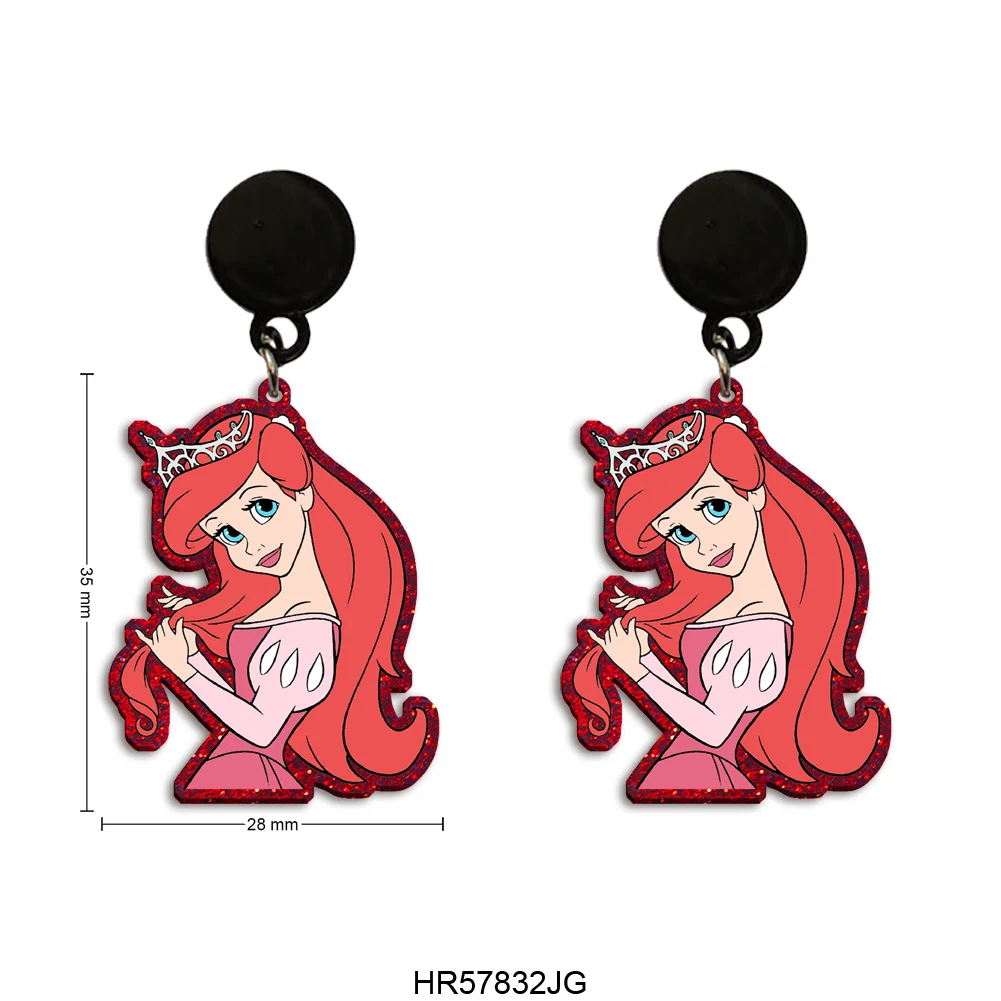 

Disney Princess Ariel Cute Chunky Glitter Acrylic Drop Earrings For Women Children Party Holiday Jewelry Decoration