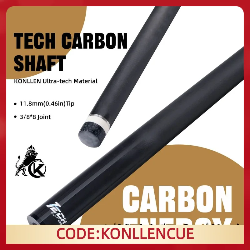 

Konllen professional carbon shaft with 3/8*8 Joint 11.8mm tip pool cue for Billiard cue stick