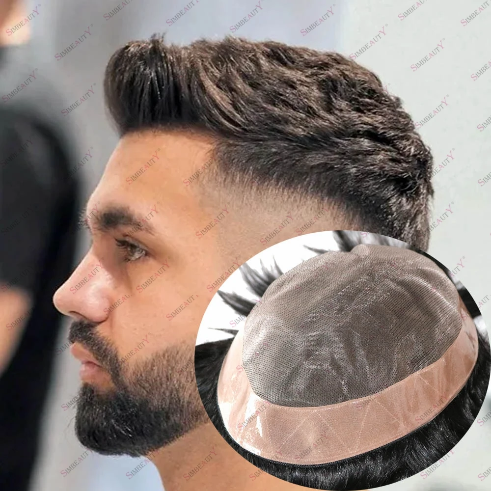 

Система замещения волос из 100% натуральных индийских волос Fine Mono Remy: шелковистые прямые/30 мм волнистые, 6 дюймов, мужской протез из человеческих волос, незаметный