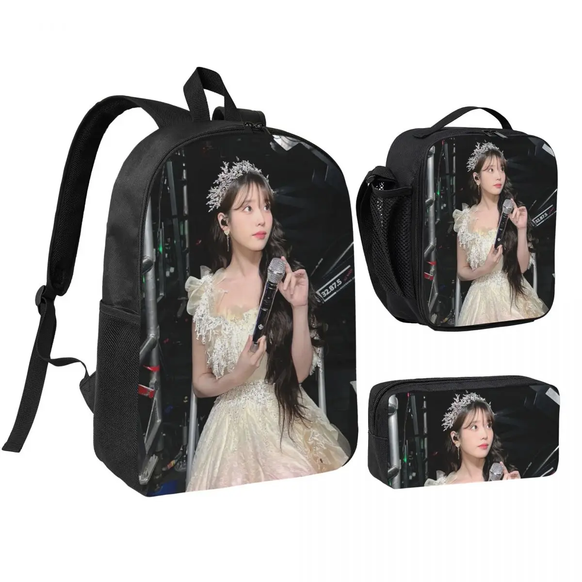 

IU Lee Ji-eun Korean Actress I-idol Backpack Boys Girls BookBag School Bag Shoulder Bags 3ps Insulated Lunch Bag Pencil Case
