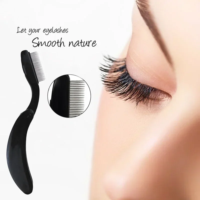 Pro Folding Stainless Steel Teeth Eyelash Comb Eyebrow Brush Shaper Beauty Tool