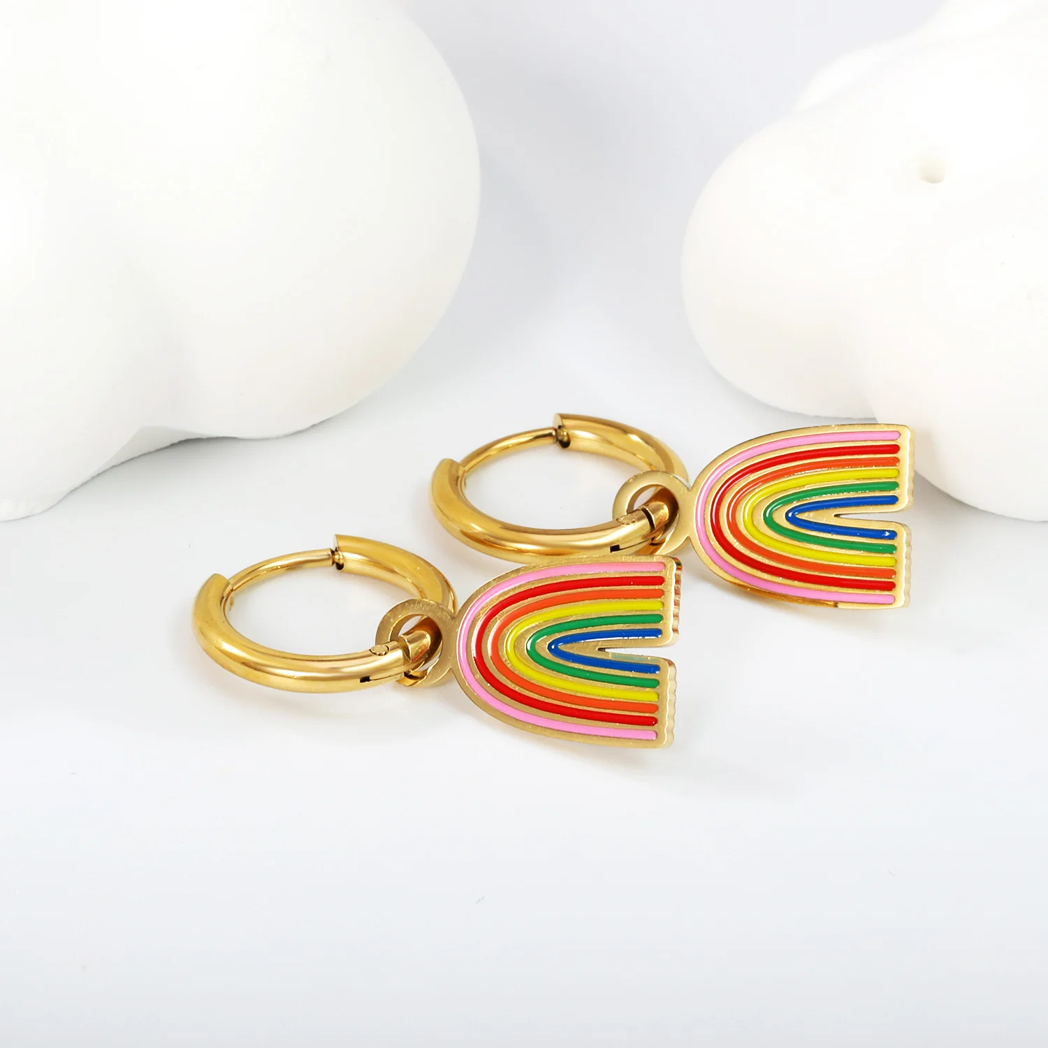 LUXUSTEEL New Christmas Stainless Steel Earrings Golden Plated Butterfly Snowman Star Cake Rabbit Drop Earrings Christmas Party