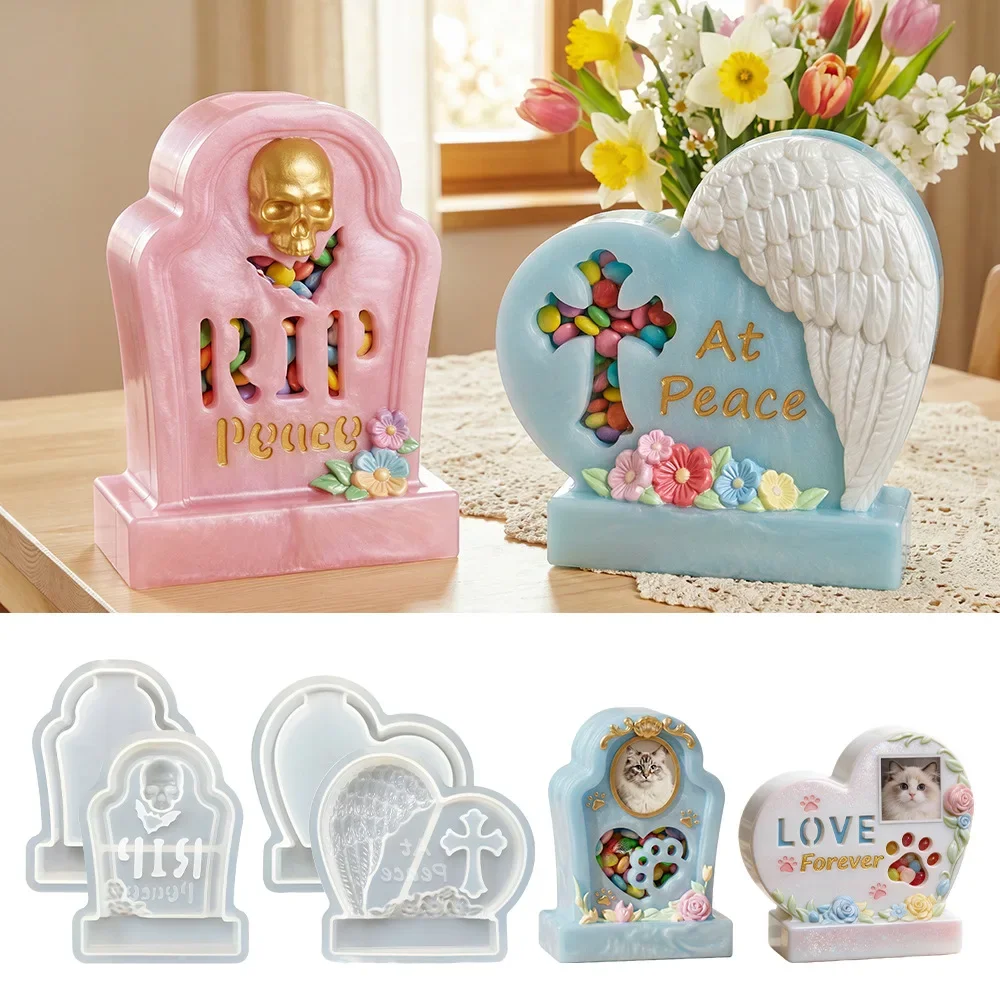 Heart-Shaped Pet Keepsake Urn Silicone Mold - DIY Resin & Plaster Memorial Plaque for Cats, Dogs & Beloved Pets