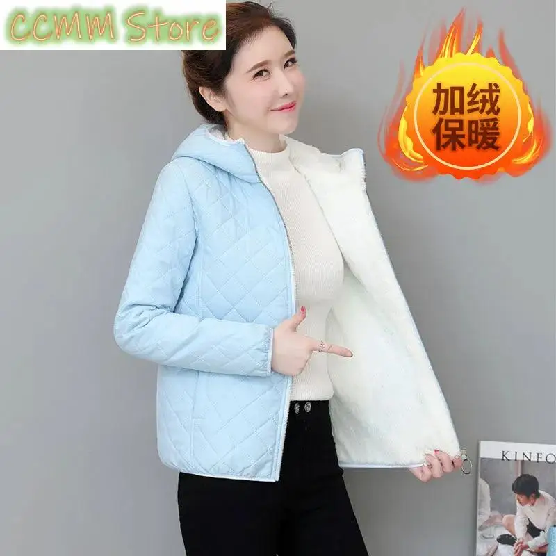 Winter Lambswool Coat Small Cotton-Padded Coat Women's Short Parkas Warm Cotton Jacket Joker Hooded Outwear Ladies Overwear