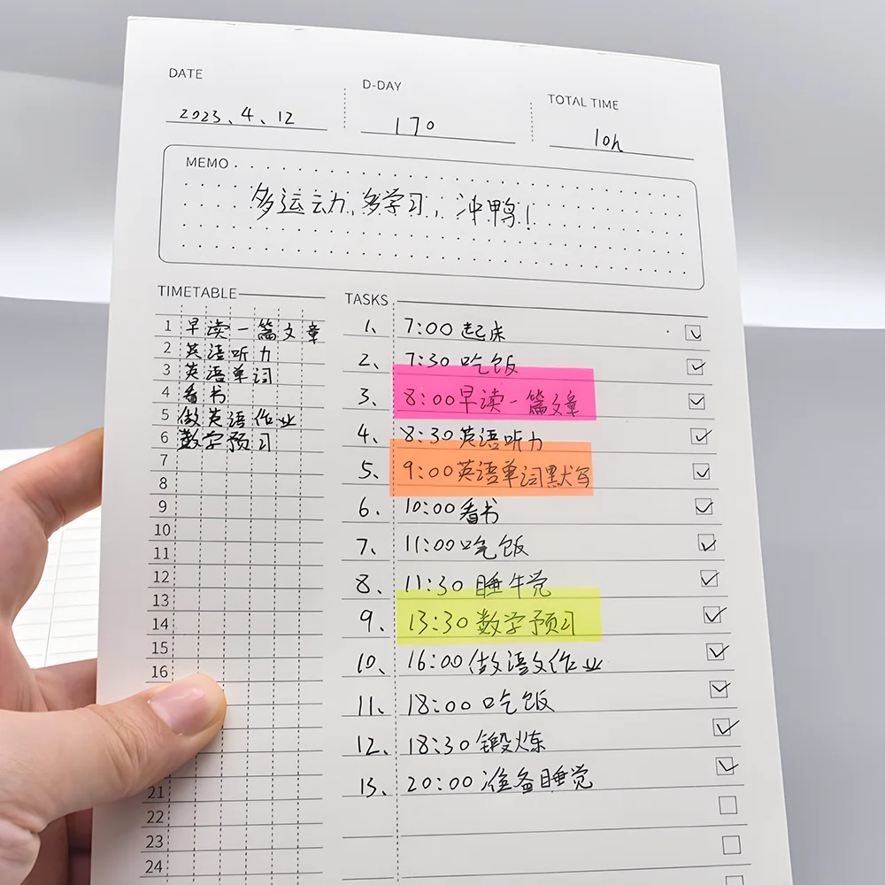 A5 Time Management Notebook, Memo Pad, Tarefa Diária, Agendar Plano de Trabalho, To Do List Check, Papelaria Agenda Notepad