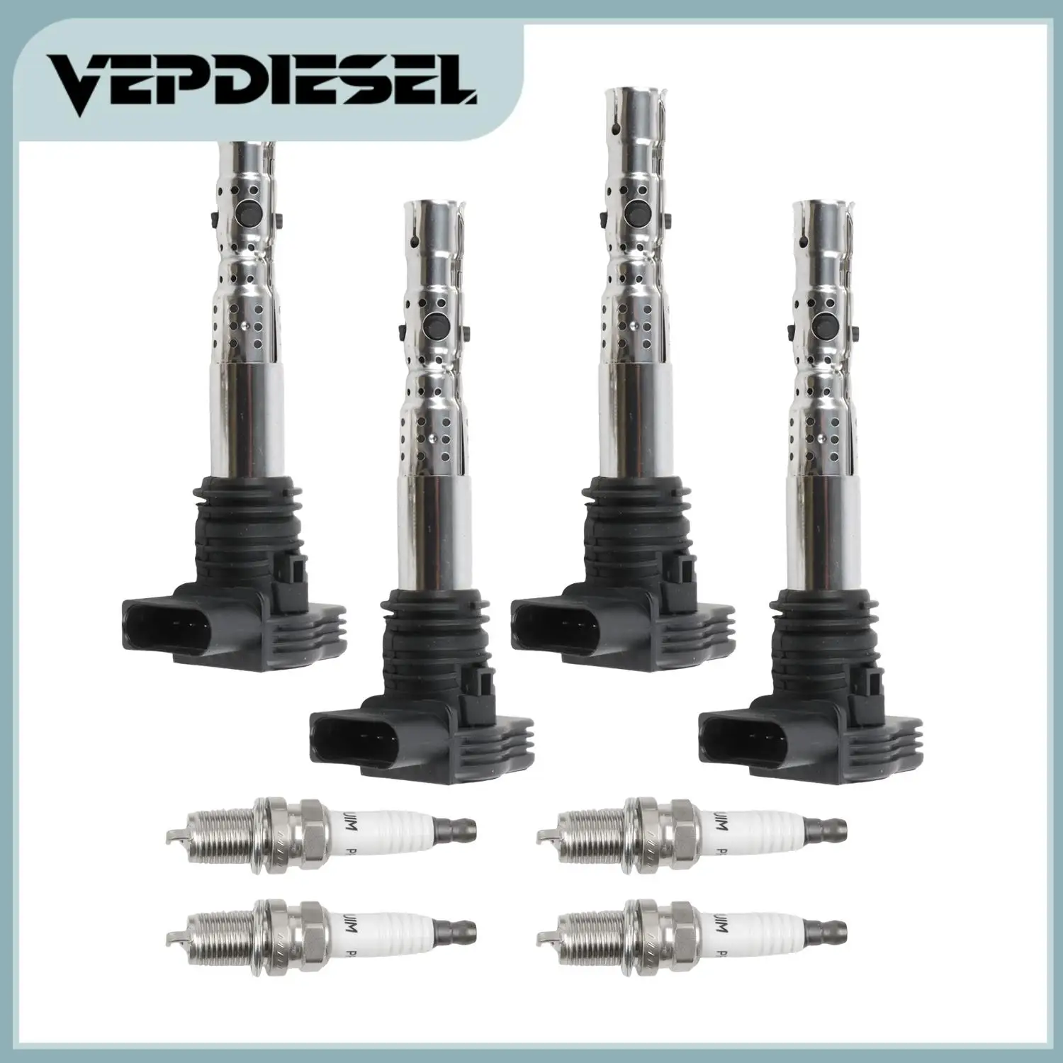 

Комплект из 4 катушек зажигания и иридиевых свечей зажигания VEPDIESEL UF411 UF327 0986221024 для Audi A4 Allroad, TT, VW Beetle, Golf, Jetta 2001-2006 годов выпуска