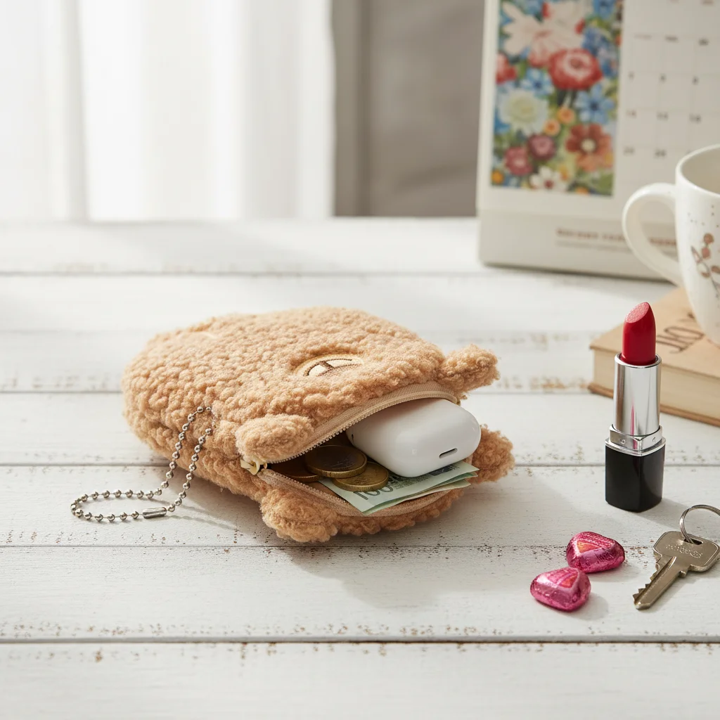 Coin Purse Soft Plush Mini Cartoon Wallet Multi-purpose Storage Bag for Girls Gift Cute Bear Earphone Pouch Durable Small