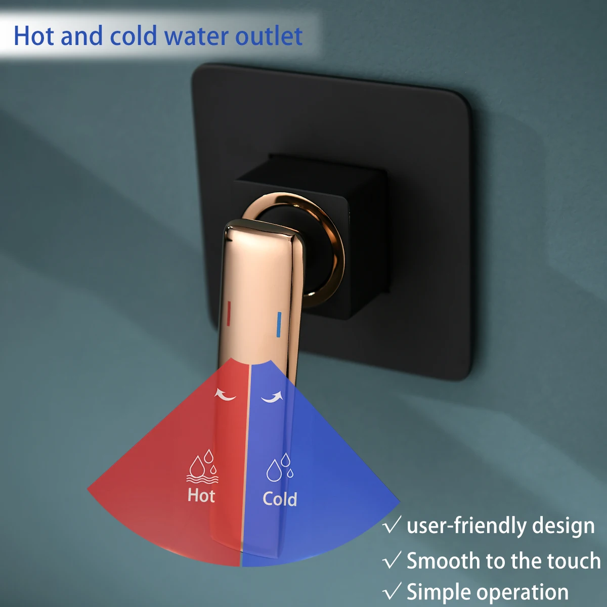 워터 밸브 샤워 믹서 로즈 골드와 블랙.