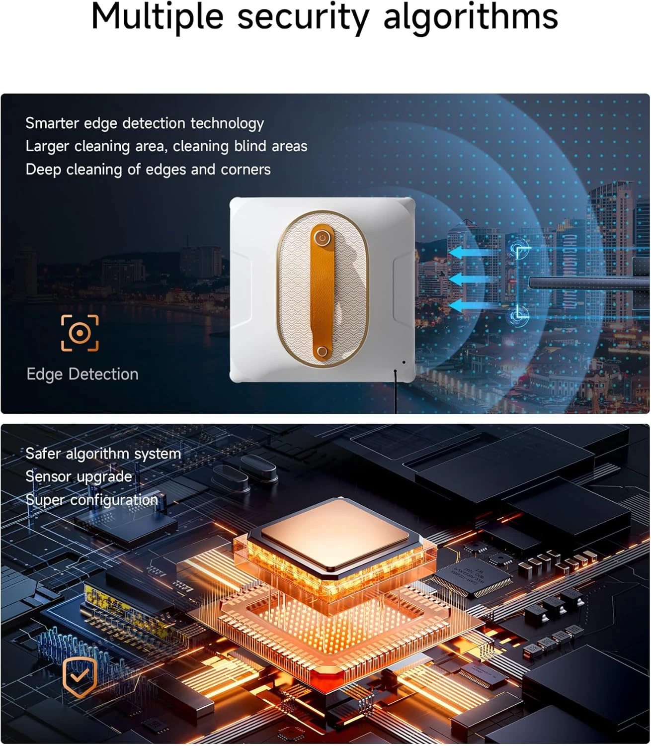 Window Cleaning Robot, Window Cleaner Robot with Dual Water Spray 6000Pa Suction Power Automatic Cleaning with Intelligent