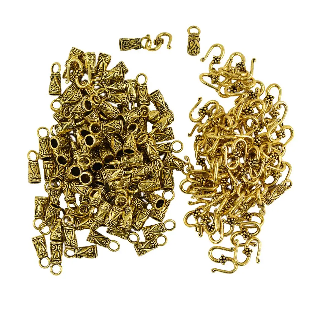 

Antique Gold Hook End Caps Alloy Clasps Necklace Hook Eye Closures Jewelry Making Supplies for DIY Crafts