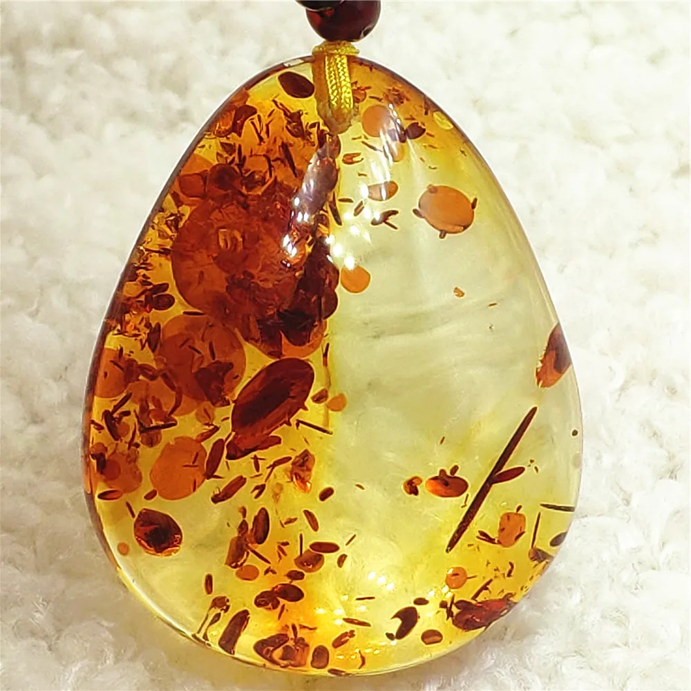 Natural Yellow Piebald Amber Round Pendant Flower 35x28x11mm Yellow Amber Women Men Jewelry Reiki Stone Burma AAAAAAA