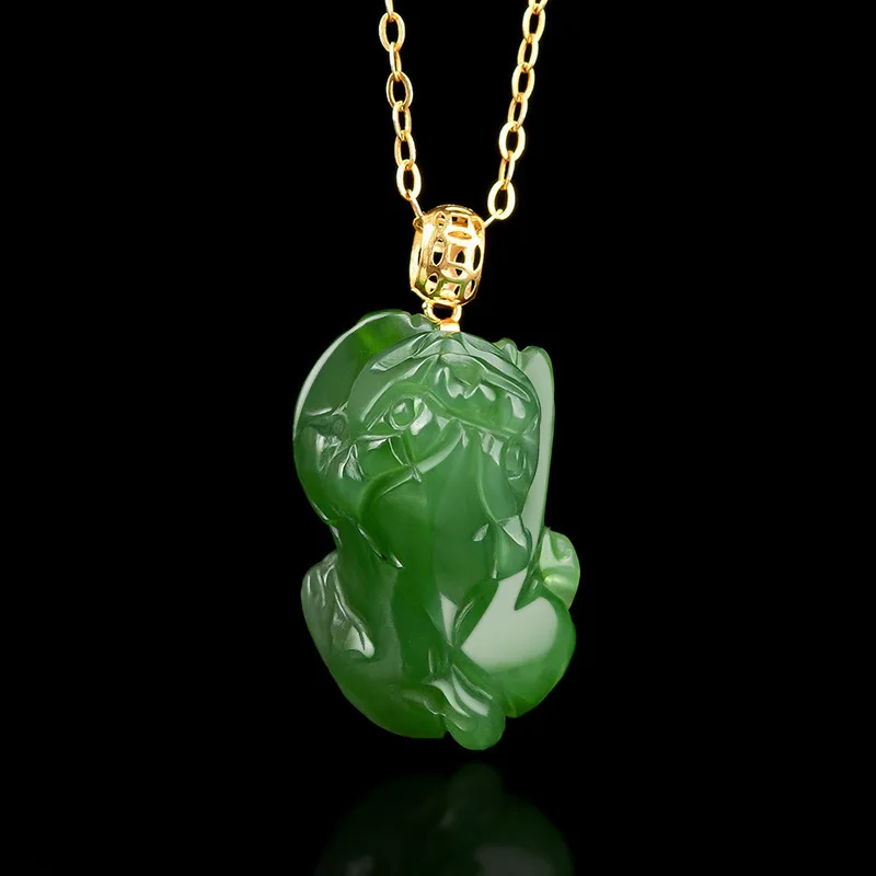 

Hetian Jade Small 925 Sterling Silver Necklace Women's Pendant Pixiu Ornament Neck Accessory