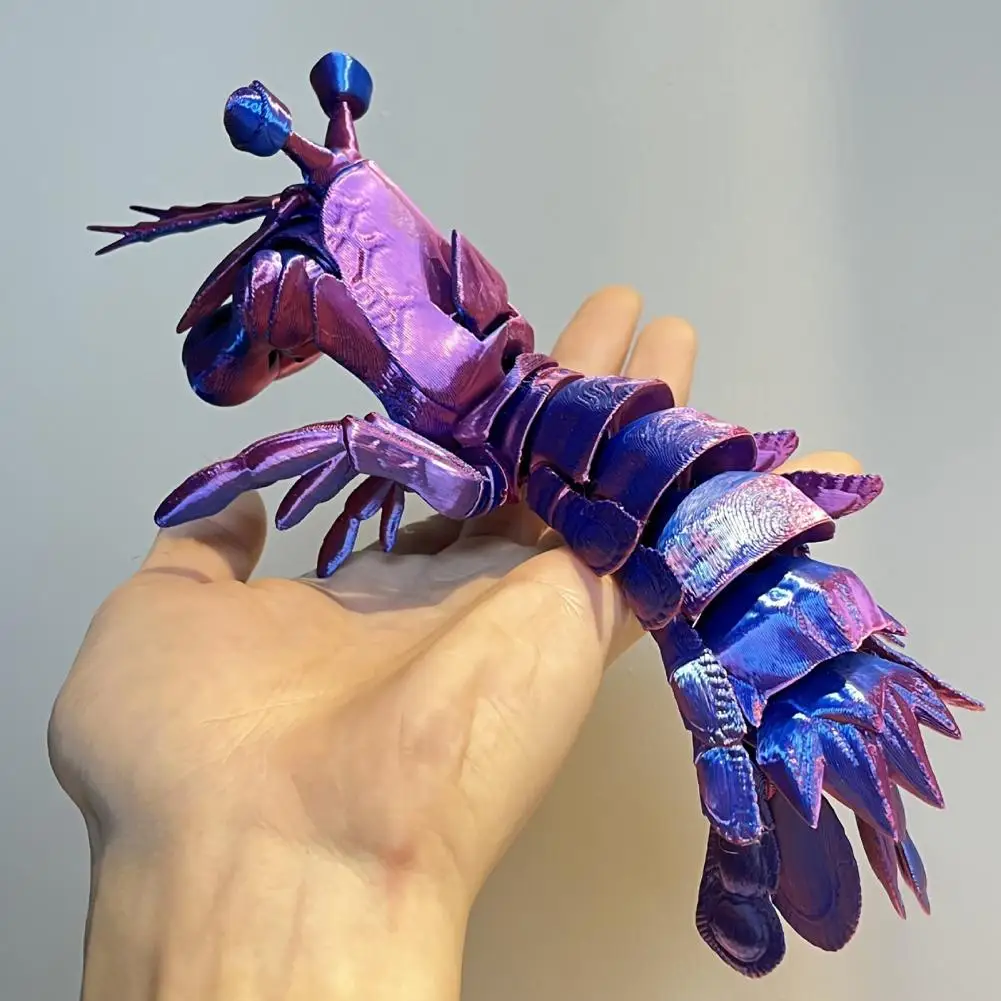 Mantis camarão brinquedo fidget alívio da ansiedade camarão com articulações móveis e garras retráteis 3d impresso estatueta de camarão articulado