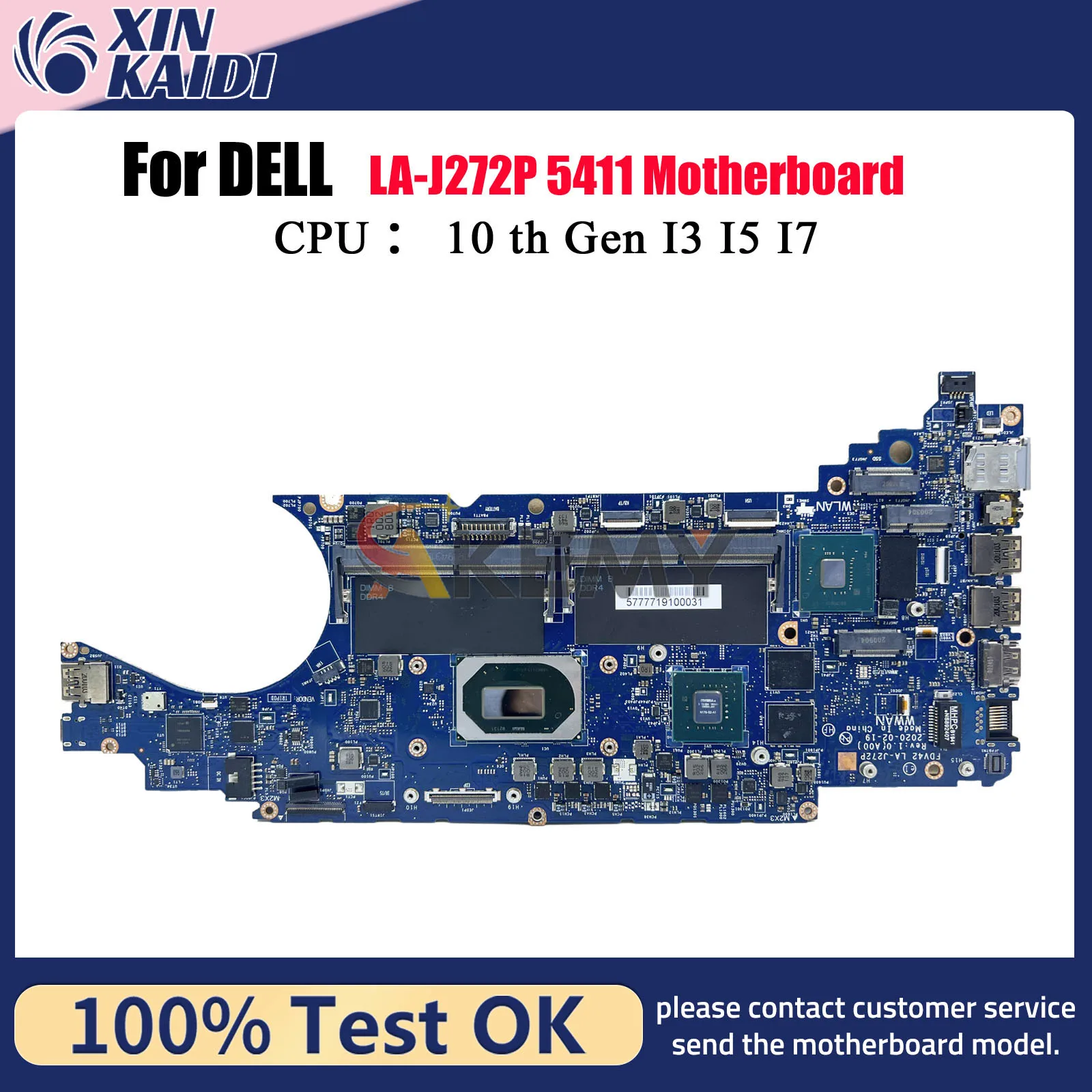 

For Dell Latitude 5411 Laptop Motherboard FDV42 LA-J272P with I5-10400H I7-10850H CPU DDR4 100% Tested OK