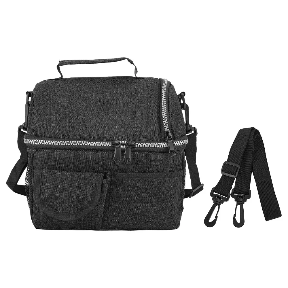 Durable Oxford Cloth Insulated Lunch Bag Waterproof Dual Compartment Picnic Bag Large Capacity Soft Cooler Bag Beach