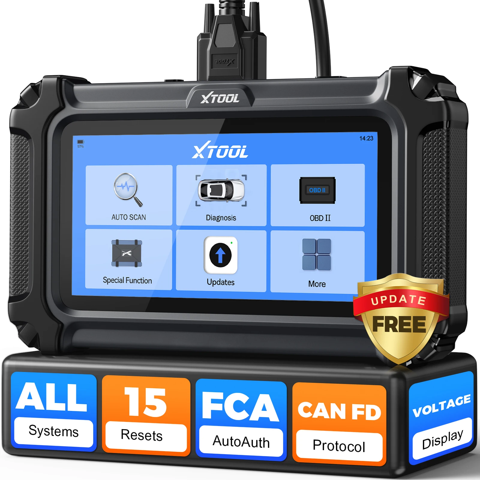 XTOOL D6 V2.0 Strumento Diagnostico Auto, Scanner OBD2 per Tutti i Sistemi, 15 Reset, CANFD, FCA AutoAuth, WiFi, Aggiornamenti Gratuiti a Vita