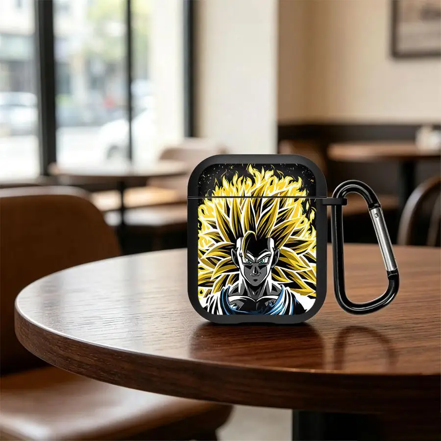 D-ragon Ballss SS3 Goku Flame Case For Airpods 5 Pro2 3 4 Pro 1 2 Pro3 Earphone Cases Cover With Hook
