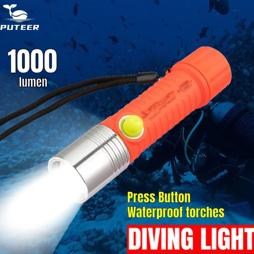 

Portable Dive Scuba Led Torches Diving Mini Flashlight Underwater Use for Outdoor Night Fishing 3 modes