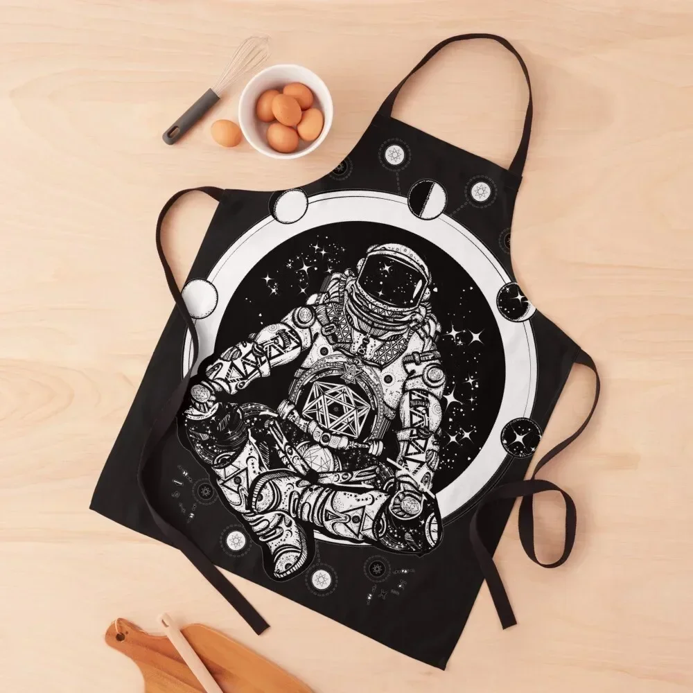 

Meditating Lunar Astronaut, Apron kitchen girl Children'S Barber painting Apron