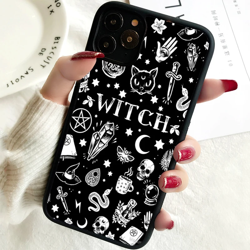 5 5S SE 2020 Phone Cover Case for iPhone 6 6S 7 8 PLUS X XS XR 11 12 13 MINI 14 PRO MAX Rubber Halloween Moon Witch Horror