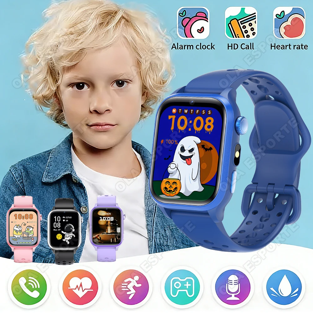 

Детские умные часы 2026 с HD-сенсорным экраном, играми, музыкой, мониторингом сна, подарок для мальчиков и девочек, смарт-часы для iOS и Android