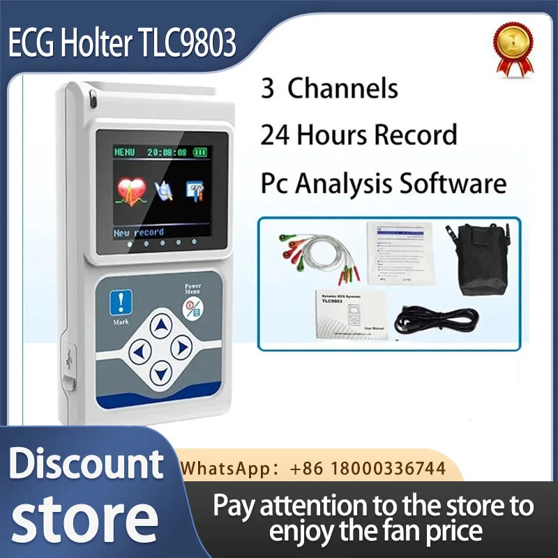 CONTEC TLC9803 24 Hours Dynamic Holter Monitor Handheld Pacemaker Analyzer  System 3 Leads Machine with PC Software