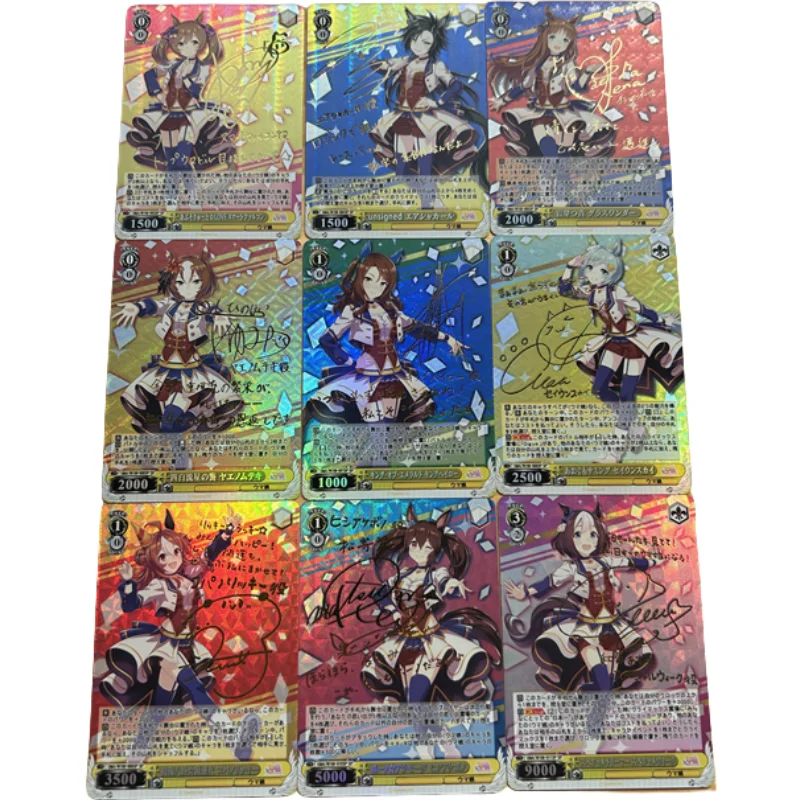 9Pcs/Set Cards ACG Girl Pretty Derby Special Week Silence Suzuka Golden Sign Anime Game Characters Colorful Flash Cards DIY Toys