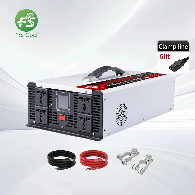 Fonsoul Single Phase 10000W DC 12V 24V to AC 110V 220V Pure Sine Wave Inverter for Automotive & Home Appliance Use
