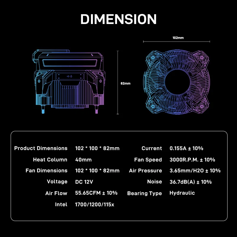 Imagem -05 - Alseye-cpu Cooler com Exibição de Temperatura Precisa Baixo Ruído 5v 3pin Refrigerador com Faça Você Mesmo Suporte 1700 1200 115x Argb