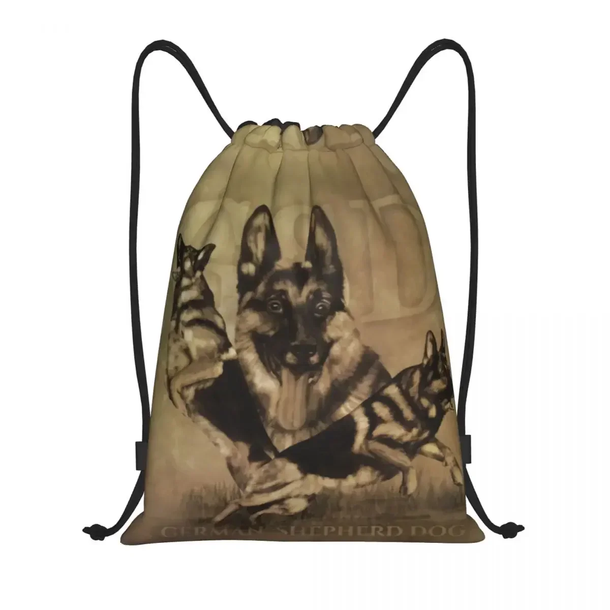 Cute German Shepherd Drawstring Bag Women Men Foldable Gym Sports Sackpack Alsatian Wolf Dog Shopping Storage Backpacks