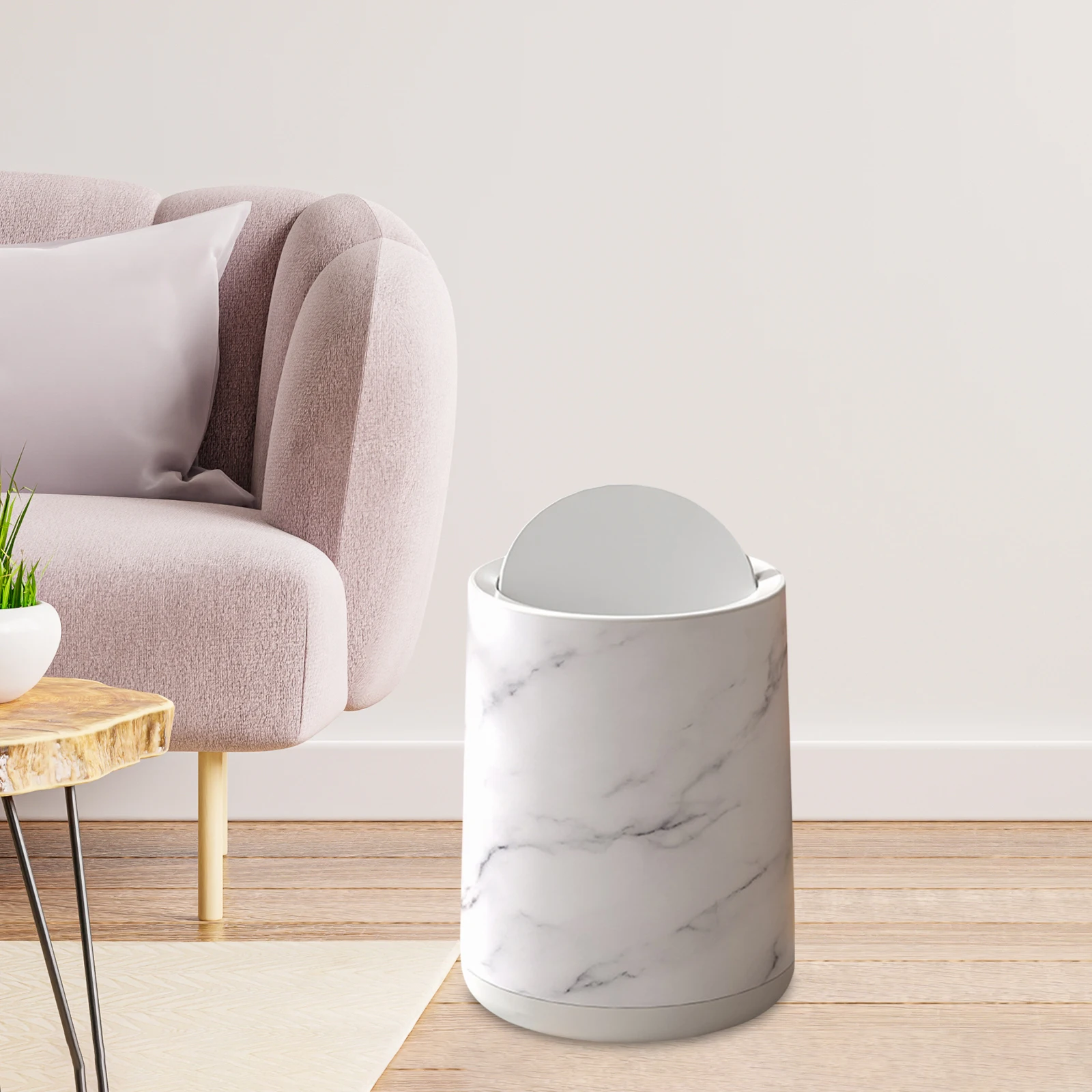 Marble Trash Bin Removable Inner Garbage Bin Paper Basket Garbage Basket Garbage Container Household Trash Bin for Office