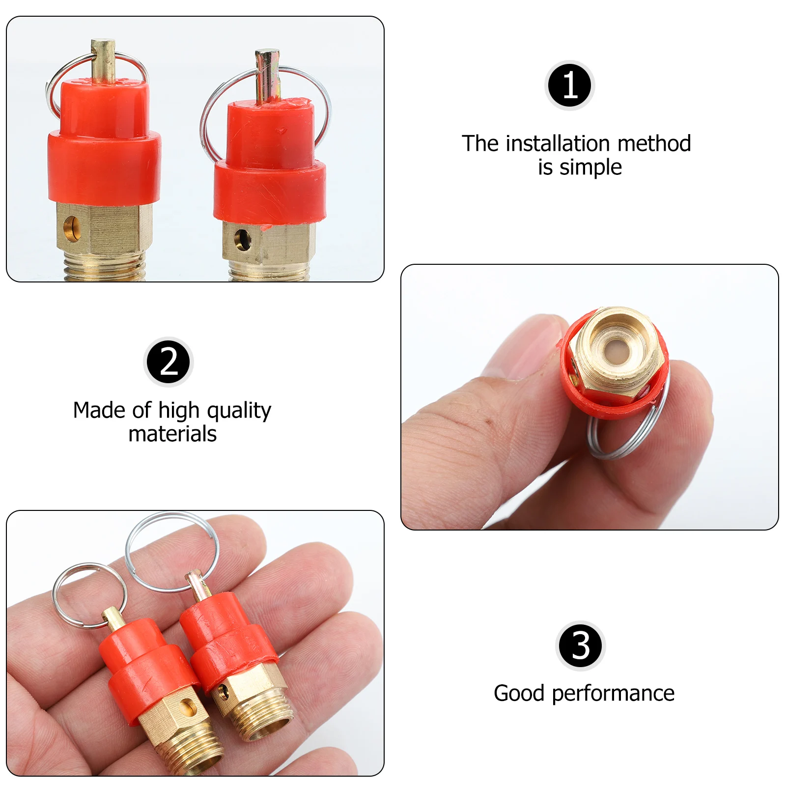 2 Pcs Air Compressor Safety Valve High Quality Materials Long Service Life Simple Installation Practical External Thread Valves