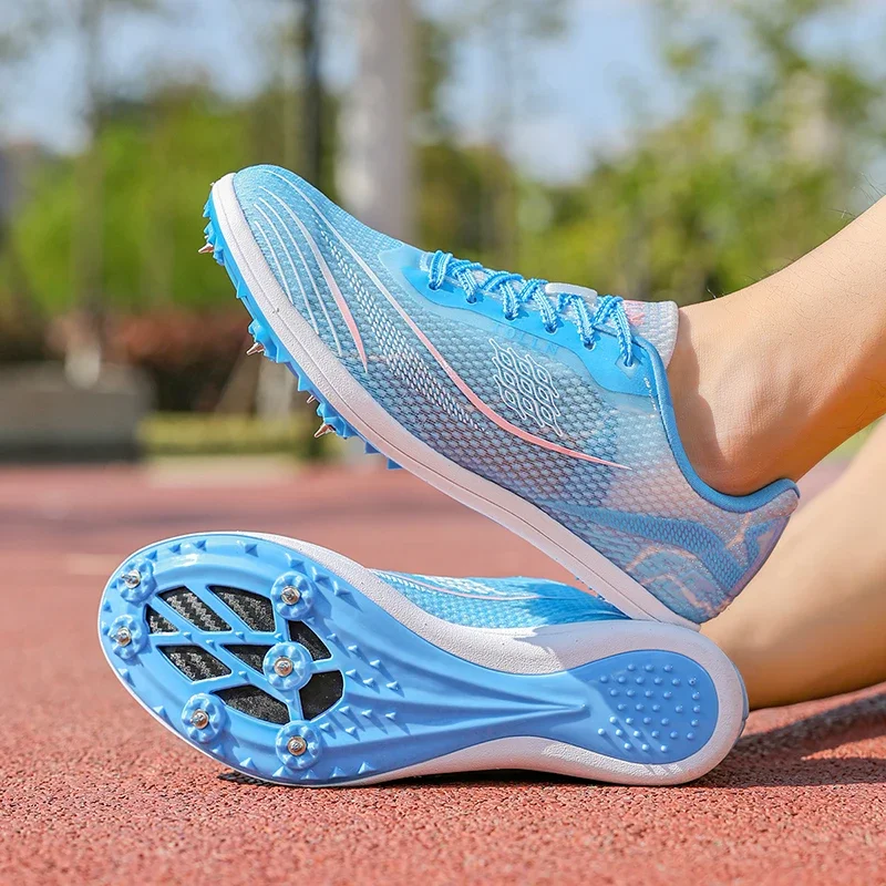 

Профессиональные легкие и полевые кроссовки унисекс с сеткой, дышащие мужские кроссовки, модные синие спортивные туфли с гвоздями для мужчин и женщин