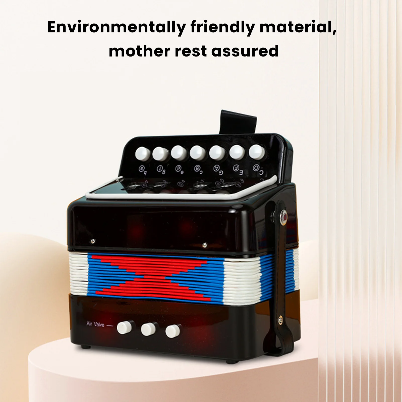 Kids Accordion Practice Hand Eye Coordination Non Fall Off Beginners Button Accordion Educational with Belt Buckle for Practice