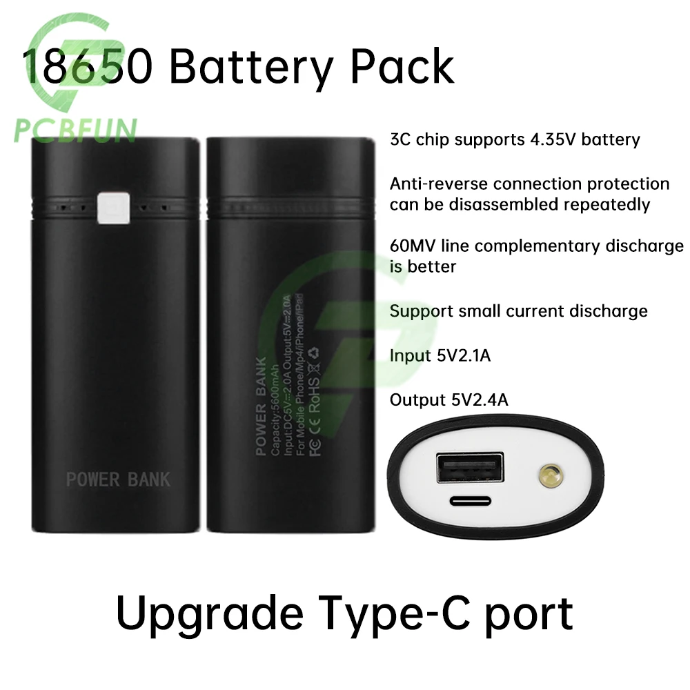 Neue 2 Abschnitte Power Bank Box DIY Kit 5V Typ-C USB-Schnitts telle löt freie mobile Power Case Anti-Reverse-Verbindung