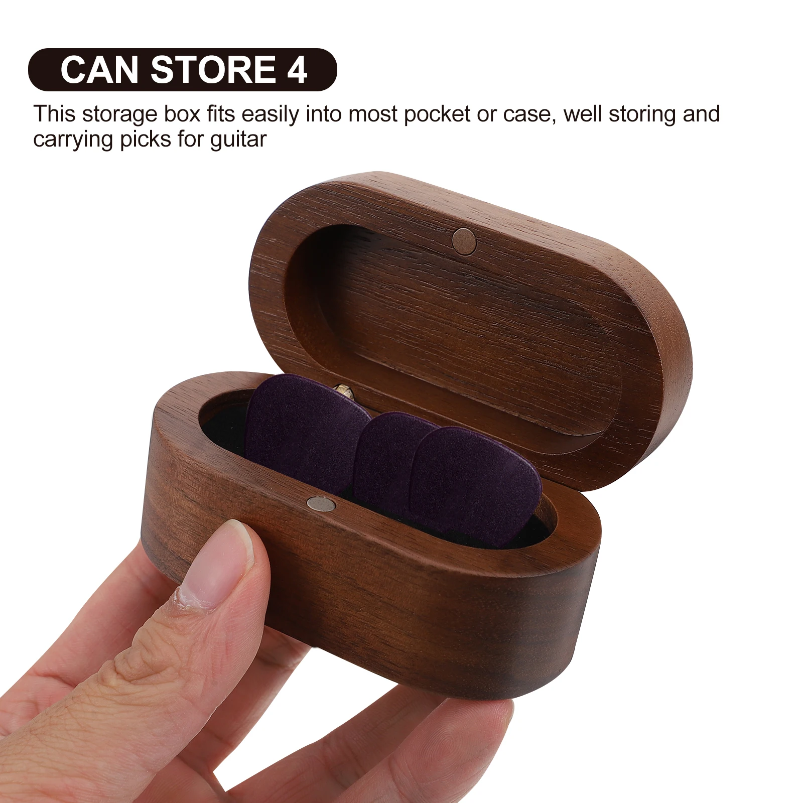 

Wooden Guitar Pick Storage Box Portable Plectrum Case Picks Organizer Container Travel Durable Thick Protect Scratch Extend Life