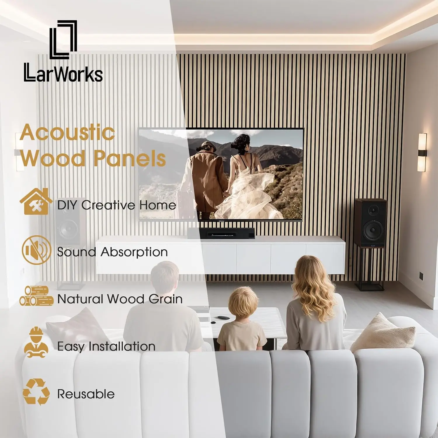 Wood Slat Wall Panels 4 Pack 94.5