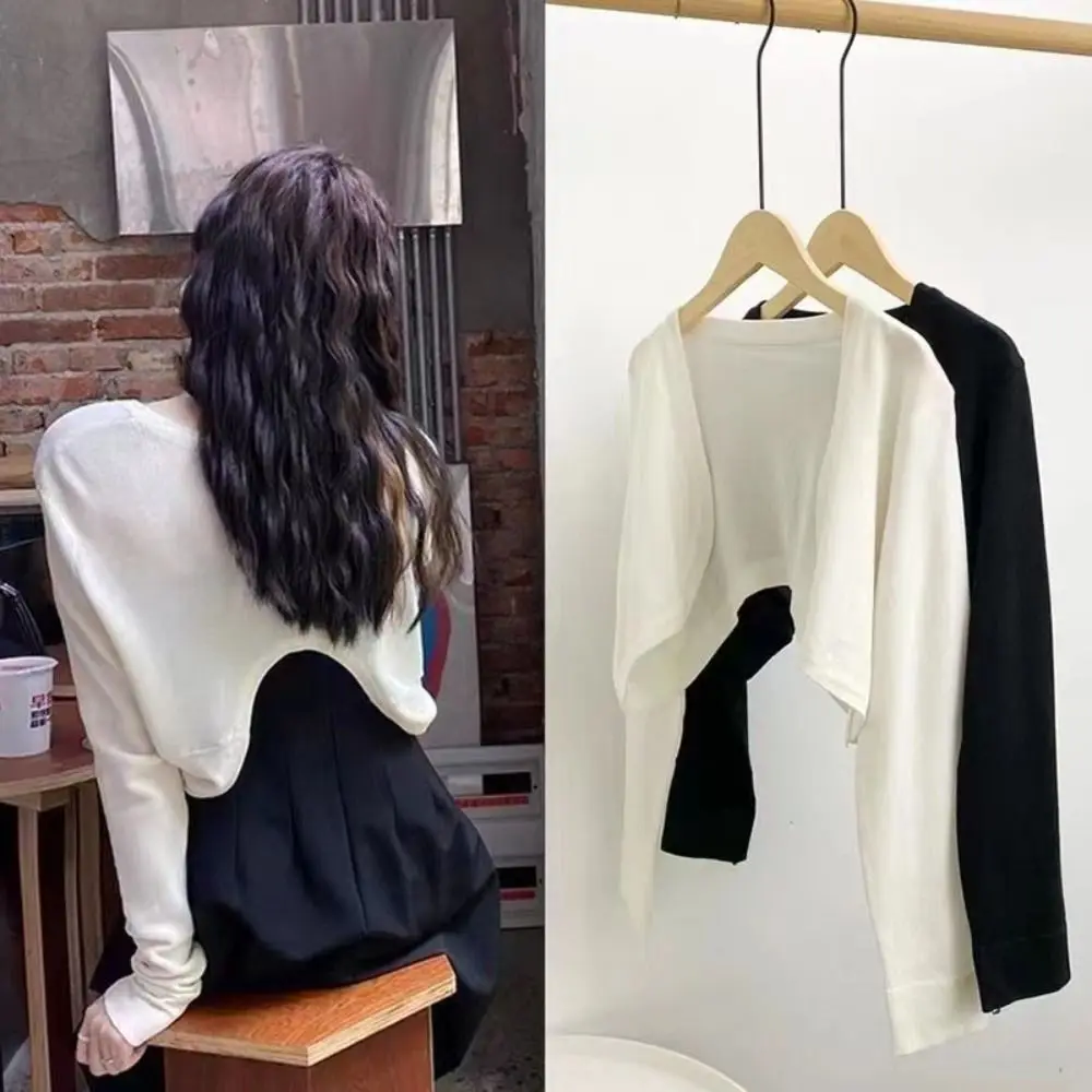 Summer Women Thin Sunscreen Cardigan Simple Short Coat Casual Basic Slim Korean Long Sleeve Top Sunscreen Clothing