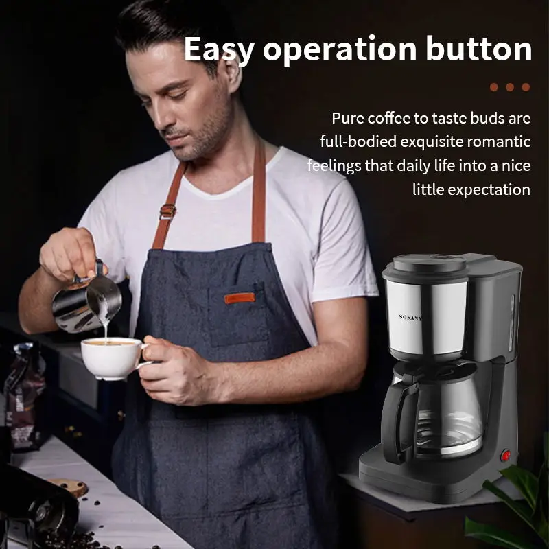 Sokany Plug-in 900ml Fully Automatic Espresso Machine With 650W High Power, Convenient,Fast Insulation Function, Easy To Clean