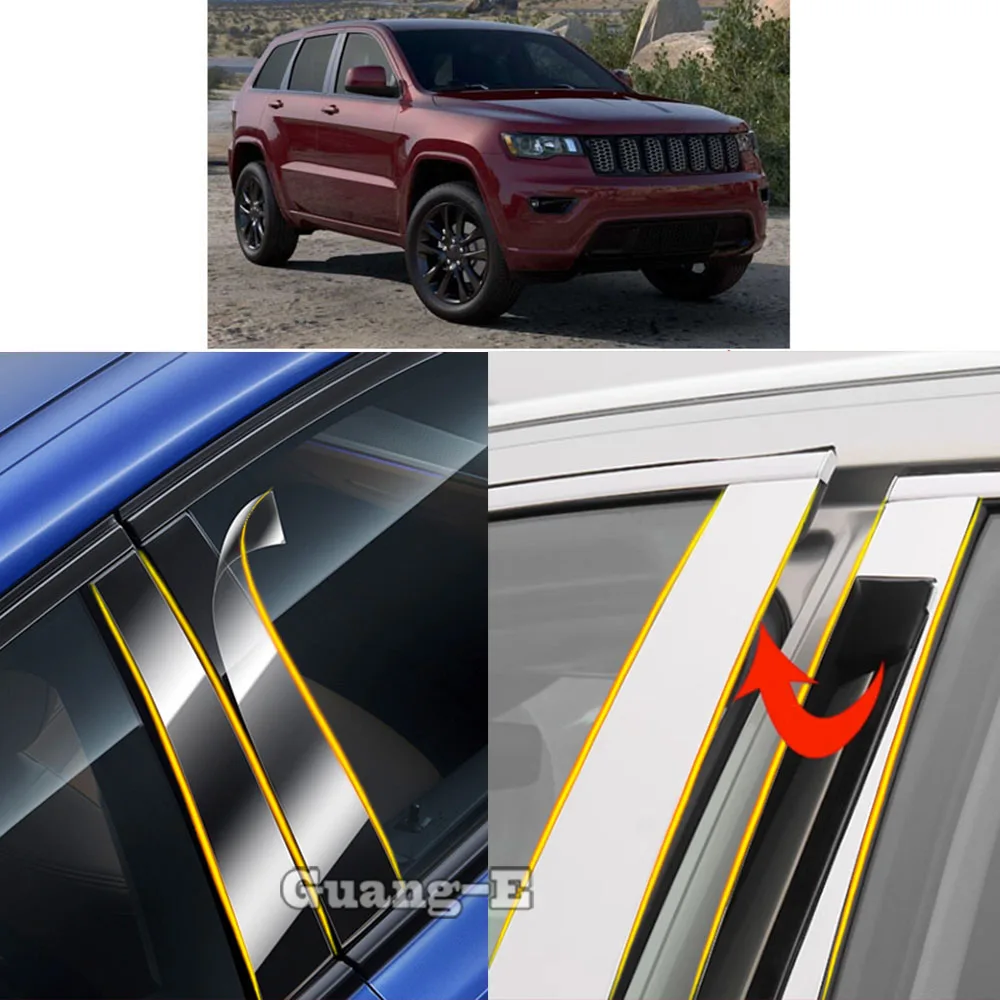 

Car TPU/Glossy Mirror Pillar Post Cover For Jeep Grand Cherokee 2011 2012 2013 2014 2015-2021 Door Trim Window Molding Sticker