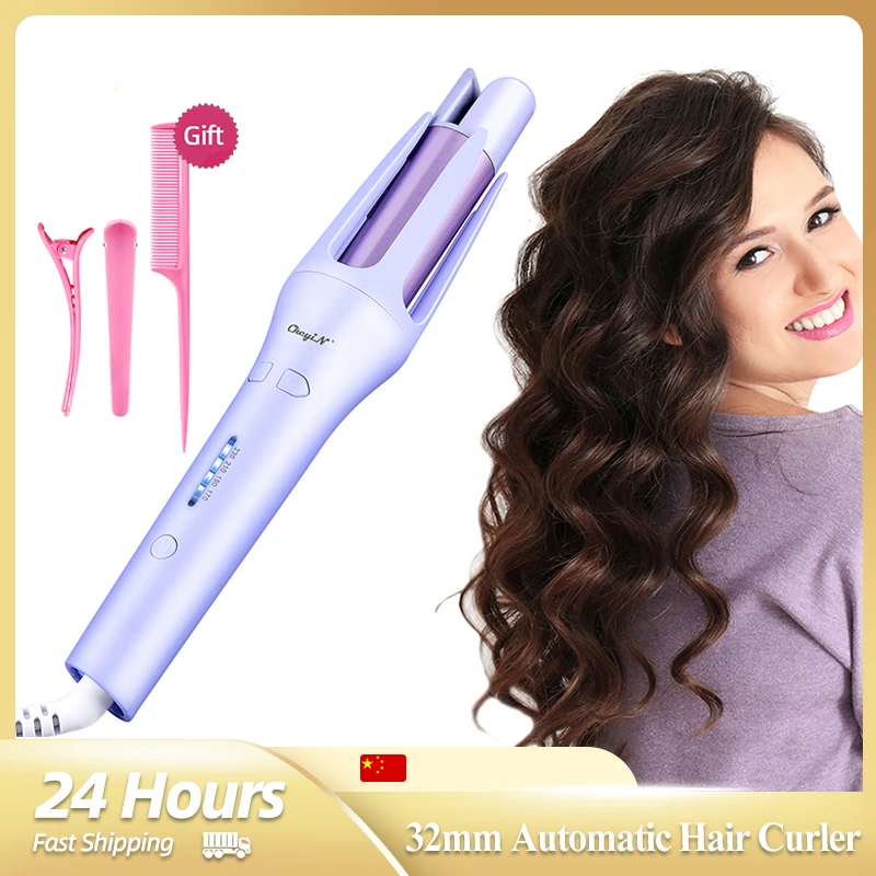 

CkeyiN 32mm Automatic Hair Curler for Women Tourmaline Ceramic Curling Iron Rotating Roller Auto Rotary Fast Heating Styling