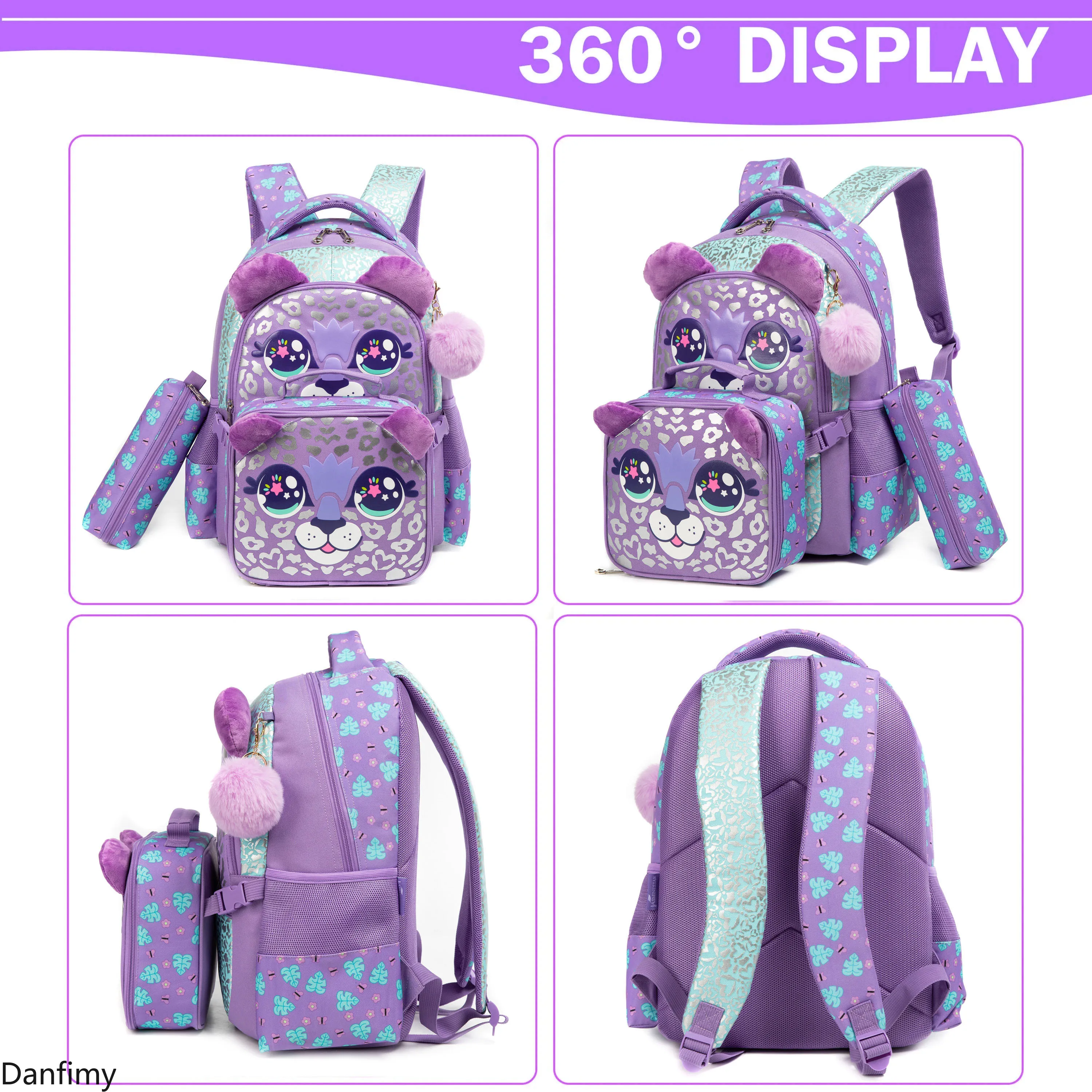 حقائب ظهر للأطفال للفتيات حقيبة مدرسية لطيفة مع صندوق غداء حقيبة ظهر مدرسية ابتدائية خفيفة الوزن للأطفال العودة إلى اللوازم المدرسية #5