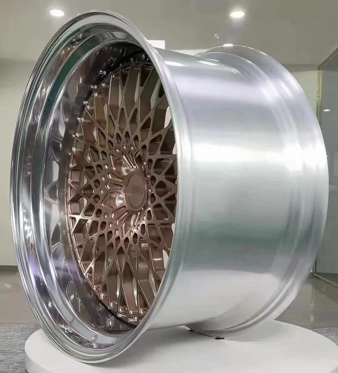 for Customized 2 piece Forged rims disc with polished lip and brushed face Concave deep lips 5*112 5*114.3 5*120