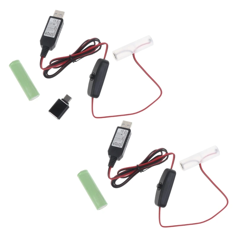 

With Type C USB to 3V LR6/AM3/AA Battery Battery Power Cable for LED Light Radio Electronic Toy